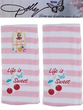 Dolly Parton, "Life Is Sweet," Striped Cherry Print Hand Towel